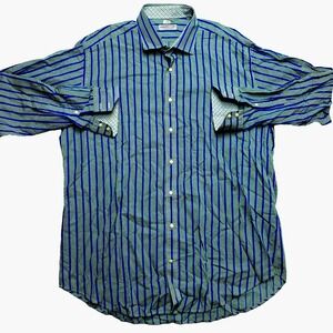 Jack Stone Shirt Mens 2XL Green Long Sleeve Button Up Contrasting Cuffs